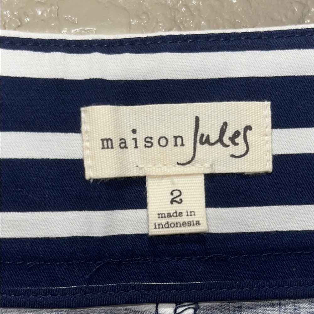 Maison Jules Blue and White Striped Shorts - Picture 4 of 6